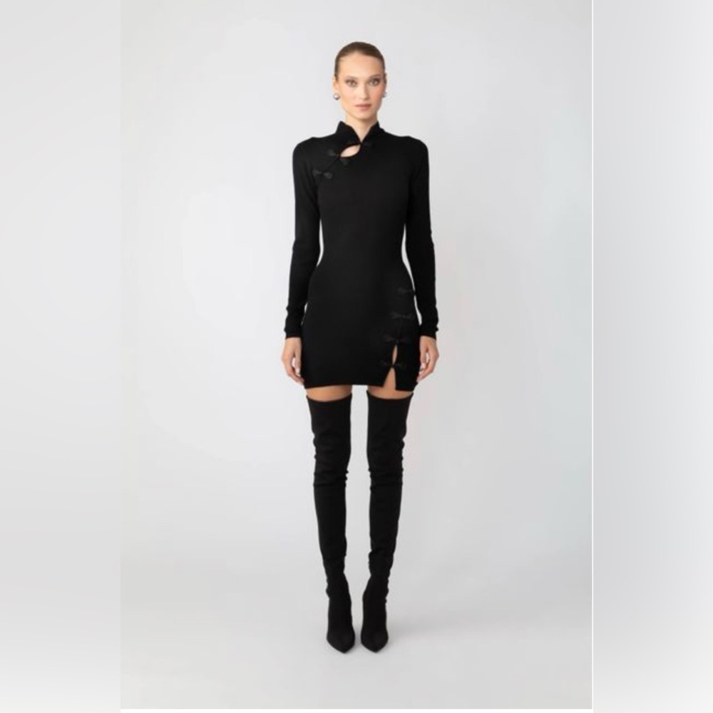 SAU LEE - Women's Black Dakota Knit Mini Dress - Size 10